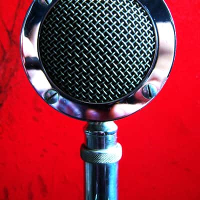 Vintage RARE 1950's Astatic D-104 crystal "Lollipop" microphone Chrome w adapter & Atlas DS-5 desk stand PROP DISPLAY image 4