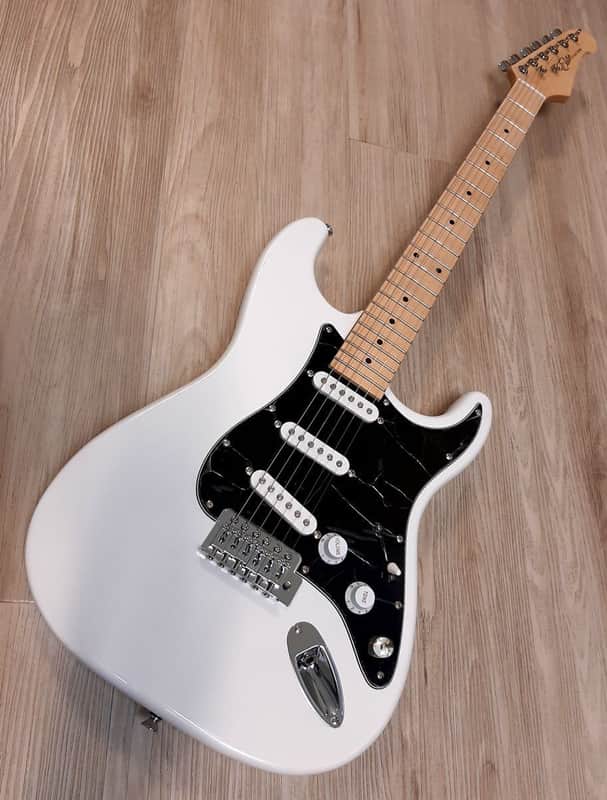 2025 Elite ® Strat Pro Style Guitar " Classic White & Black " , SUPER Pickups® w/ Z-Mule Pups image 1