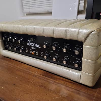 Vintage Kustom K200B-5 4-Channel 100W Amp Head White Sparkle Tuck & Roll 1970s– Tested w/Video image 5