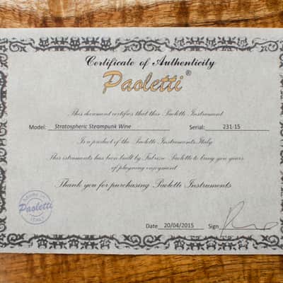 2015 Paoletti Stratospheric Steampunk Wine electric guitar custom handwound strat pickups image 2