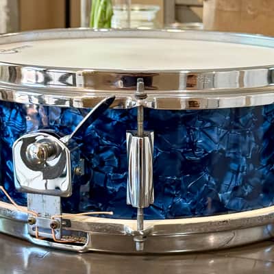 Crown 5x14 snare drum JAPAN 60s - blue marble pearl image 3