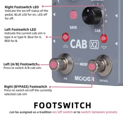 MOOER CAB X2 Dual Footswitch Cab Sim IR Loading Stereo Cabinet Simulation Pedal   (Price includes the import duty for US buyer) image 4