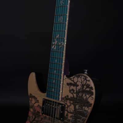 Lindo Left Handed Koya Electric Guitar | Composite Neck | Luminlays | Five Elements Kanji Fretboard Inlays in Maple and Abalone Sea Shell | Japanese Wilderness Art | Designed in Bristol, UK image 10