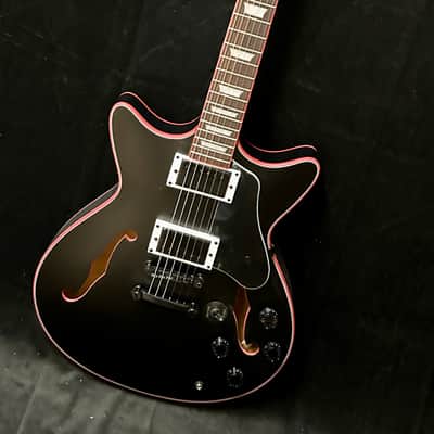 Rafferty Semi Hollow - Satin black with red binding image 1