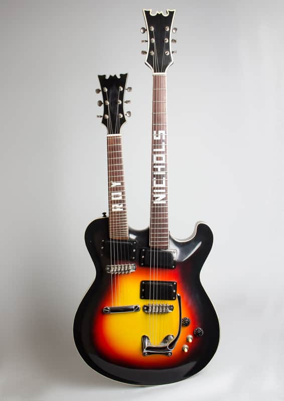 Mosrite  Doubleneck Owned and played by Roy Nichols, Arch Top Hollow Body Electric Guitar,  c. 1959, brown hard shell case. image 1