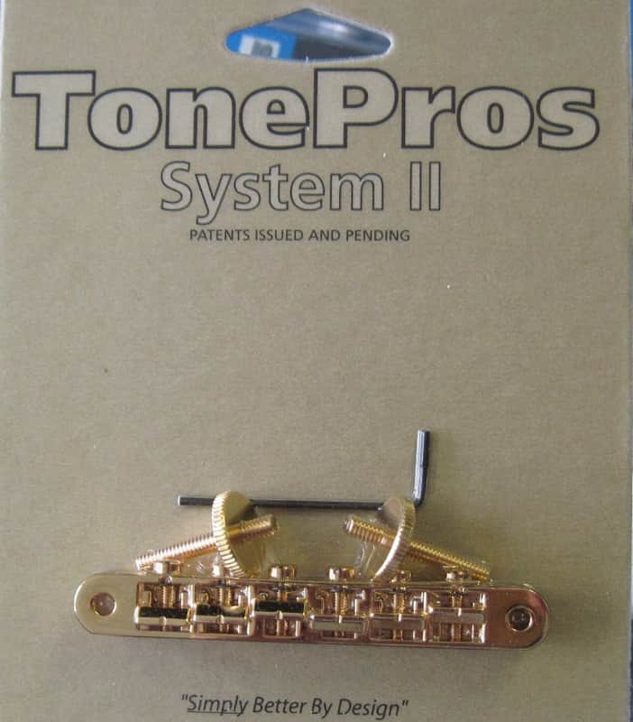 TonePros AVR2P-G Tuneomatic Bridge with Notched Saddles Gold image 1