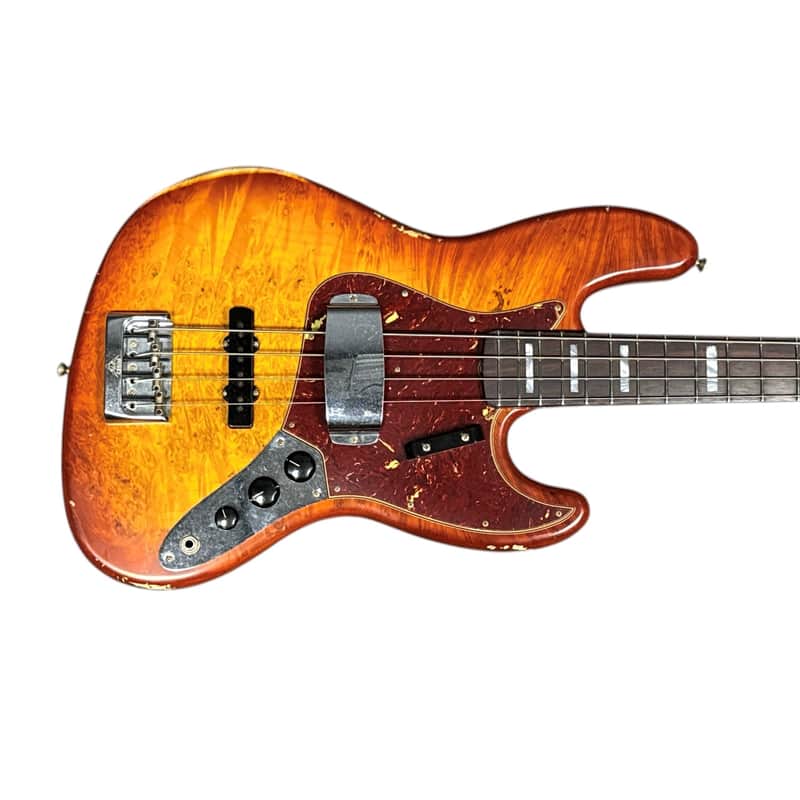 Fender Custom Shop 1964 RELIC Artisan Jazz Honeyburst Flame Burl ROASTED Maple Neck/Rosewood *IN STOCK image 1