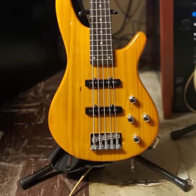 Glarry GIB Electric 5 String Bass Guitar Full Size SS Pick-up Transparent Yellow image 8