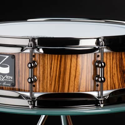 Seven Six Drum Company 4x14 Vented Zebrawood Piccolo Custom Snare Drum 2022 Zebra Gloss Polyester image 1