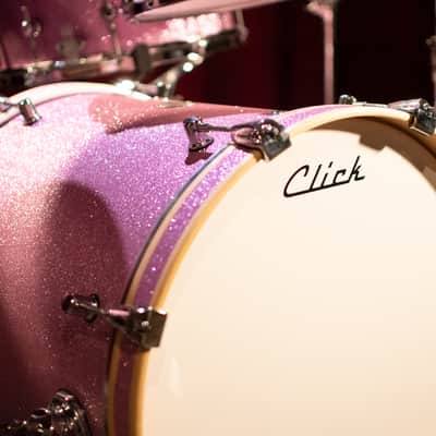 Click Icon 4pc Maple Drum Set Satin Pink Sparkle Shell Pack 18 14 10 14 image 14