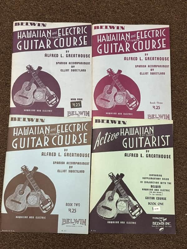 Used Vintage Retro Old Belwin Set of 4 different music books Hawaiian & Electric Guitar Course Books image 1