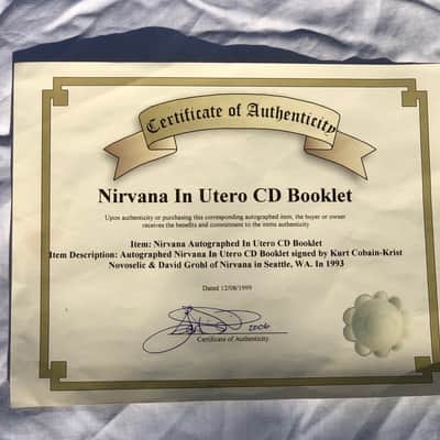 Nirvana 'In Utero' Signed Kurt Cobain MTV Live & Loud COA image 4
