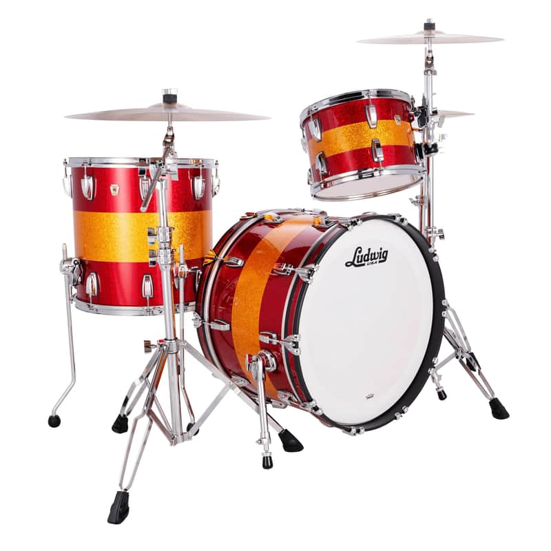Ludwig Classic Maple Fab 3-piece Shell Pack - Red/Gold Tri-band image 1
