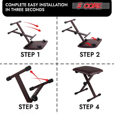 5 Core Keyboard Bench 2 Inch Padded Cushioned Piano Stool Height Adjustable 19" Guitar Seat Portable image 8