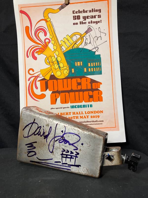 David Garibaldi's Tower of Power, LP ES-11 Salsa Clara Cowbell, Signed image 1