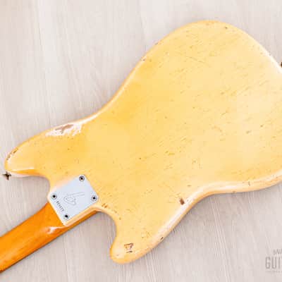 1966 Fender Musicmaster Offset Vintage Guitar Olympic White, Slab Brazilian Board w/ Case image 15
