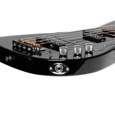 STAGG Electric Bass Guitar Silveray Series "P" Model Black Higloss Solid Alder body Maple Neck image 7