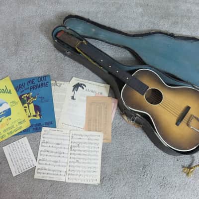 Vintage 1940s Harmony Kay Nioma Acoustic Slide Hawaiian Guitar Sheet Music Case image 1