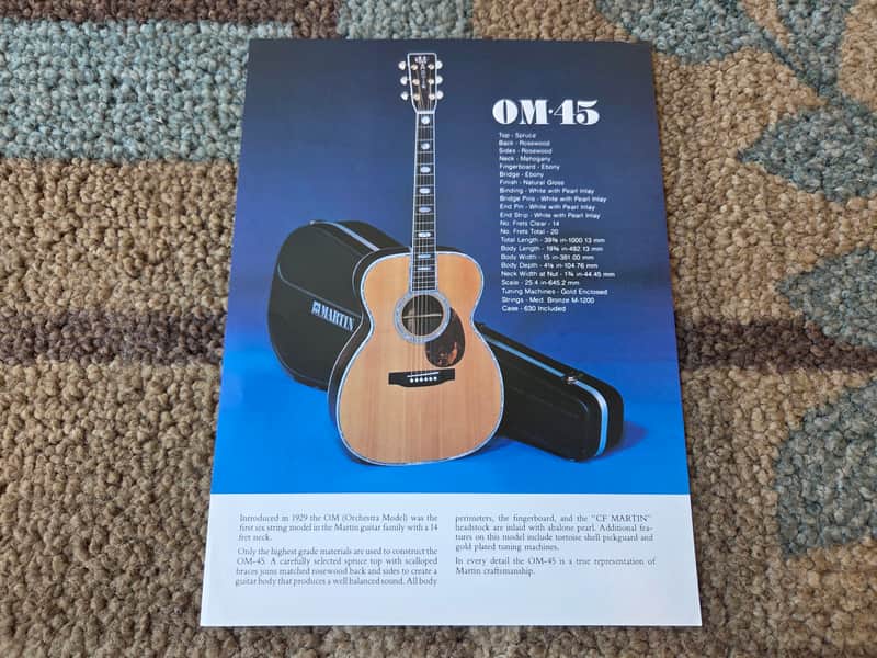 Vintage 1980 Martin OM-45/HD-35 Guitar Flyer! image 1