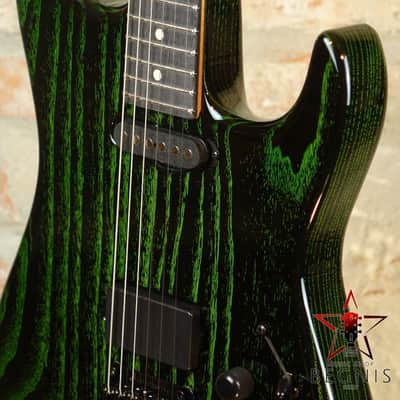 TOM ANDERSON Pro Am HS - Swamp Ash Body & Reverse Headstock - Black with Green Dog Hair image 15