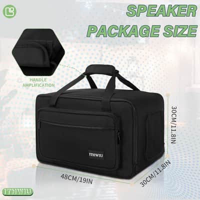 Ithwiu Speaker Bag 12" Weather-Resistant PA Case w/ Foam Padding & Zippers image 2