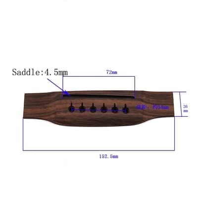 Rosewood Left-handed Slotted 6-String Martin Style Bridge set with Real Bone Saddle and Nut for Acoustic Guitar Replacement Parts image 5