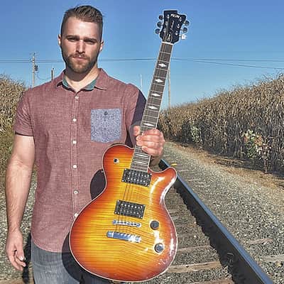 New FGN (Fujigen) Guitars Expert Flame Flamed Maple Les Paul Emerald Blue image 7