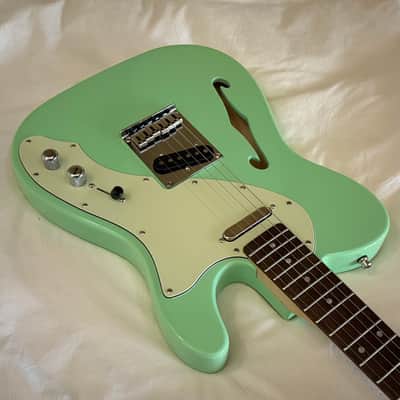 Del Mar Lutherie Tel-Uh-Caster Thinline T-Style Guitar - Surf Green - Made in USA - Free Pro Setup image 3