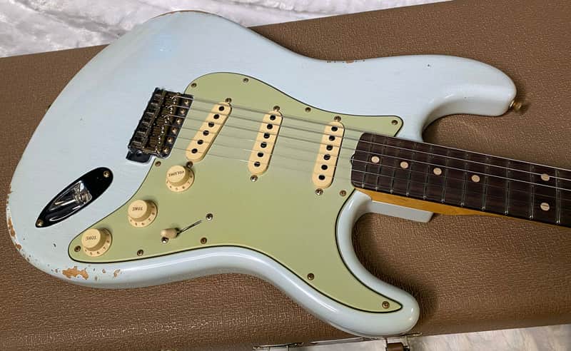 NEW! Fender Limited Edition Custom Shop 1960 Stratocaster Relic - Aged Sonic Blue - Matching Peg Head - 7.8lbs - Authorized Dealer - G07113 image 1