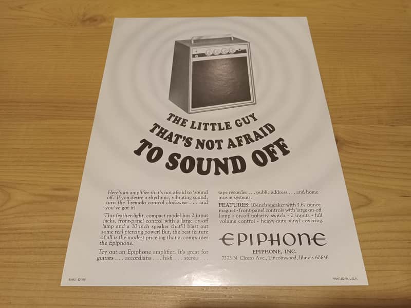 Immagine Vintage 1969 Epiphone Solid State Amplifier Introduction Flyer! Rare, Original Case Candy, Paperwork! - 1