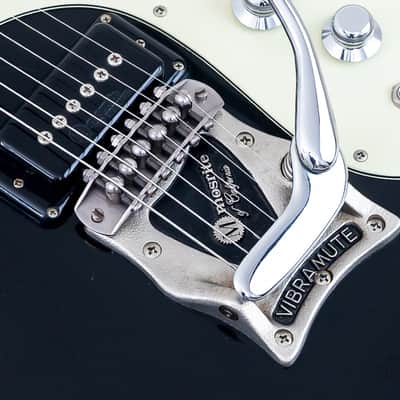 1990s Mosrite Ventures Model Super Custom '65 Black w/ Vibramute & Case, Japan Kurokumo image 8