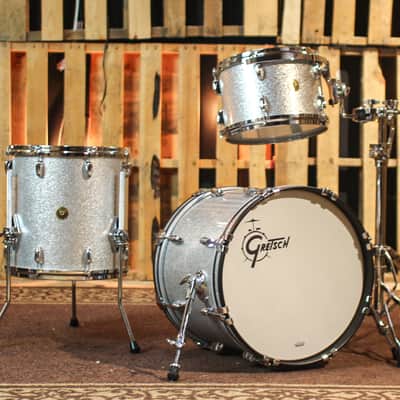 Gretsch USA Custom Silver Sparkle Nitron Drum Set - 14x18,8x12,14x14 - SO#1323839 image 1