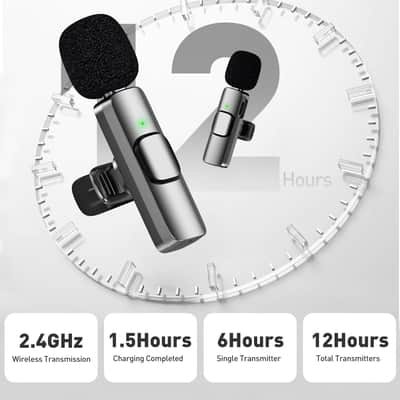 USB C Mini Microphone for iPhone 16/15/14/Android, Wireless Lavalier Microphone with Noise Reduction, Lapel Lav Mic for Vlog YouTube TikTok Recording, 12H, 65ft image 3