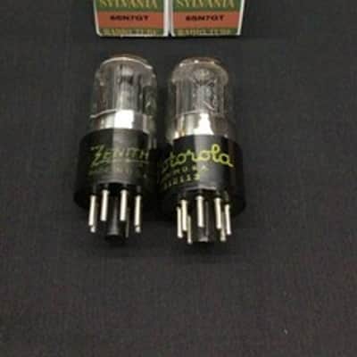 MATCHED PAIR SYLVANIA Made 6SN7GT Flat Black Plate AUDIO Vacuum Tubes B.9497 image 1