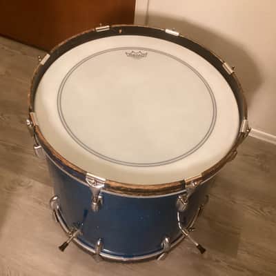 Slingerland 18x20 Bass Drum - Blue Sparkle - converted combo drum - made in Chicago - 1950s 50s vintage image 5