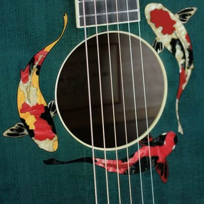 MINT 2000 Taylor GSLJ Living Jewels Aqua Blue Koi Fish Guitar! Bearclaw Quilted GS image 14