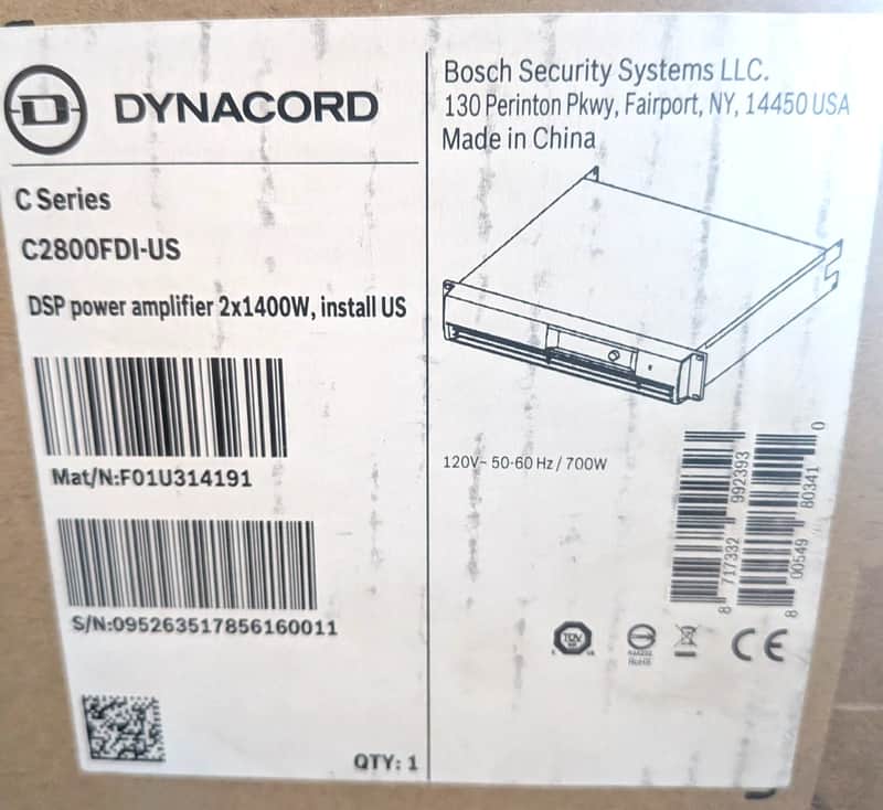 New Dynacord C2800FDI-US DSP 2x1400W Power Amplifier FIR-Drive Networked