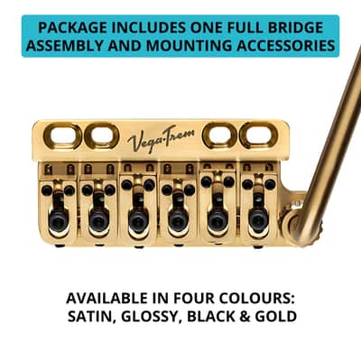 Vega-Trem VT1 Ultra-Trem Standard 6-Screw Stratocaster Guitar Tremolo Bridge For Strat No Mods Easy Installation (Gold, Right) image 2