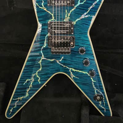 Washburn Boogiebolt Custom Boogie Street guitar with OHSC  Dime Dimebag BSG1 2005 - Blue quilt with abalone lightning bolt inlay image 2