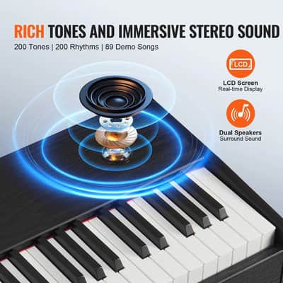 88-Key Fully Weighted Digital Piano with Dual Keyboard Mode, Bluetooth MIDI, Surround Speakers, and Double Bench – Full-Size Cabinet Electric Keyboard for Advanced Players and Home Studios image 4