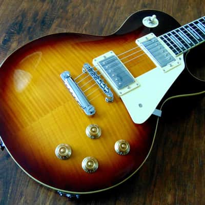 Vintage V100 IT Iced Tea Sunburst Flame Top Les Paul Style Electric Guitar W/Case Option image 1