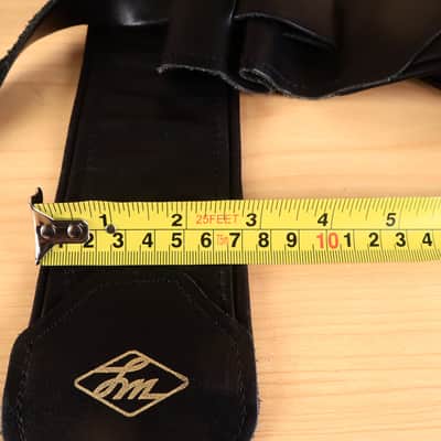 LM Black Leather 3" Inch Bass Guitar Strap image 2