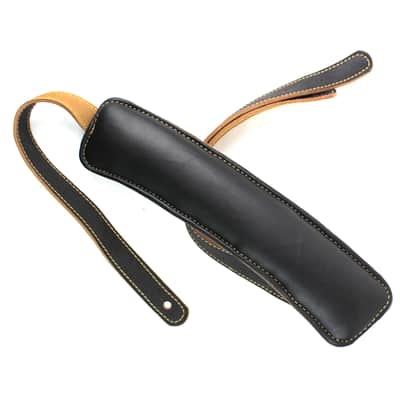 Walker & Williams C-19-DBLK Distressed Black Finish Leather Vintage Slash Strap Extra Long image 8