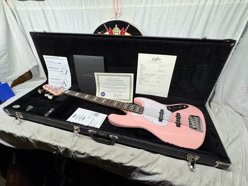 G&L JB-5 jb5 5-string Bass with Case 2021 - Shell Pink image 1