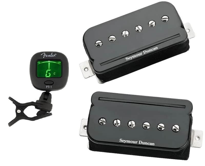 Seymour Duncan P-Rails SHPR-1s Black Pickups Set P-90 Sound in Humbucker Size ( FREE FENDER TUNER ) image 1