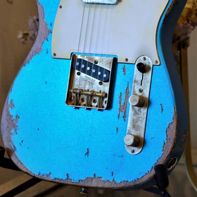 American Fender Telecaster 2019 Custom Heavy Relic Nitro Blue Sparkle image 3