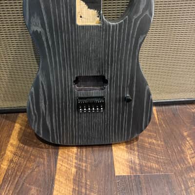 Partially Loaded Telecaster Body - Satin Black with White Dog Hair - Ash image 1