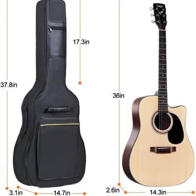 36 Inch Acoustic Guitar Gig Bag Waterproof Dual Adjustable Shoulder Strap 5mm Padding Backpack with Accessories -For 36" Acoustic Classic Guitar image 2