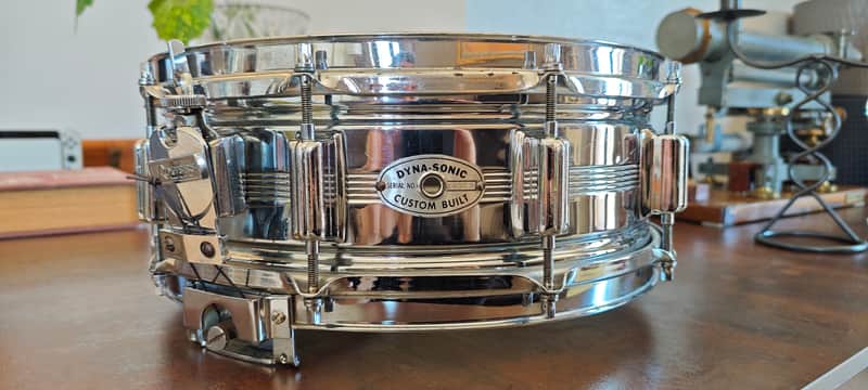 Rogers "5-Line" Dyna-Sonic 5x14" Brass Snare Drum 1966–1967 - Chrome image 1