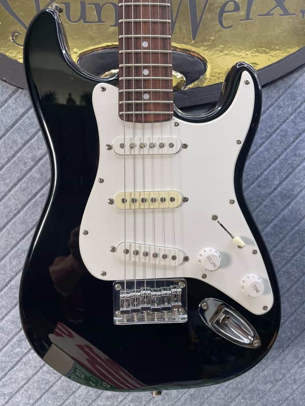 Squier Stratocaster Mini Piano Black KILLER FLAME MAPLE NECK! In-USA Setup and Fret Polish image 1